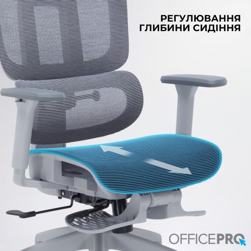 Крісло офісне OfficePro Skyline Footrest OC750 (OC750-G-DG-DG) Gray/Dark Gray купити в Україні: Київ, Львів, Хмельницький, Тернопіль, Івано-Франківськ | Низька ціна, відгуки, характеристики від TELEMART фото