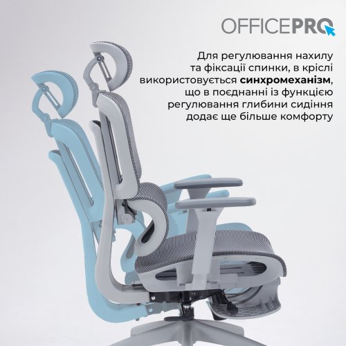 Крісло офісне OfficePro Skyline Footrest OC750 (OC750-G-DG-DG) Gray/Dark Gray купити в Україні: Київ, Львів, Хмельницький, Тернопіль, Івано-Франківськ | Низька ціна, відгуки, характеристики від TELEMART фото