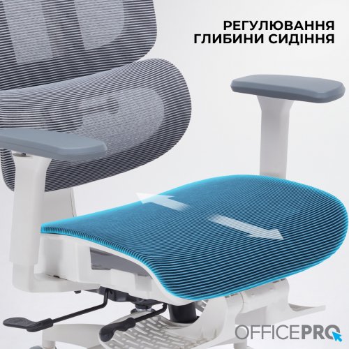 Крісло офісне OfficePro Skyline Footrest OC750 (OC750-W-DG-DG) White/Dark Gray купити в Україні: Київ, Львів, Хмельницький, Тернопіль, Івано-Франківськ | Низька ціна, відгуки, характеристики від TELEMART фото