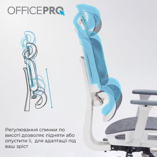 Крісло офісне OfficePro Skyline Footrest OC750 (OC750-W-DG-DG) White/Dark Gray купити в Україні: Київ, Львів, Хмельницький, Тернопіль, Івано-Франківськ | Низька ціна, відгуки, характеристики від TELEMART фото