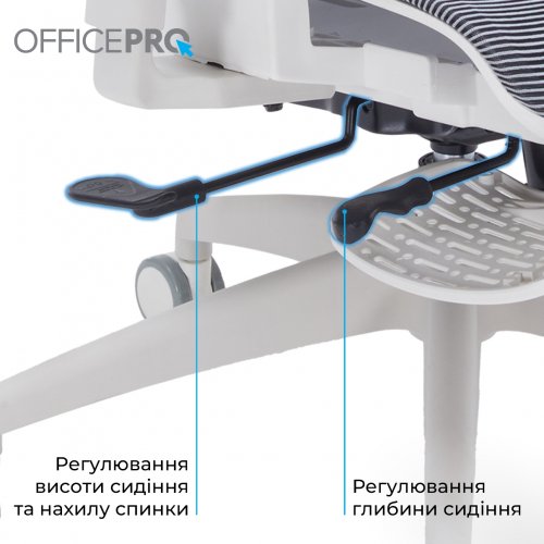 Крісло офісне OfficePro Skyline Footrest OC750 (OC750-W-DG-DG) White/Dark Gray купити в Україні: Київ, Львів, Хмельницький, Тернопіль, Івано-Франківськ | Низька ціна, відгуки, характеристики від TELEMART фото