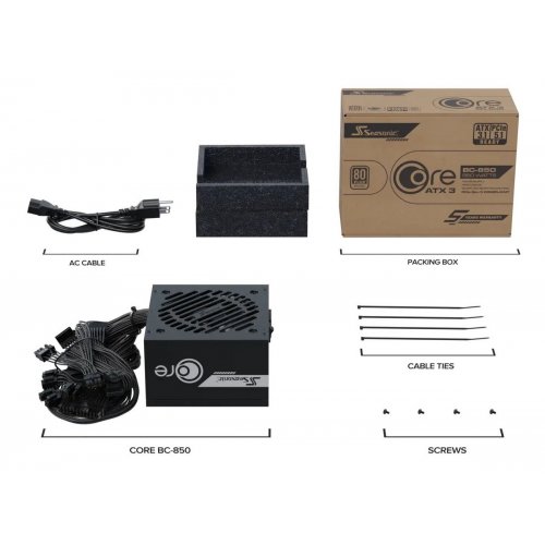 Блок питания Seasonic Core BC 850W ATX 3.1 (CORE BC-850 ATX31) купить в Украине: Киев, Днепр, Харьков, Одесса  | Проверка совместимости, низкая цена, отзывы, характеристики от TELEMART фото