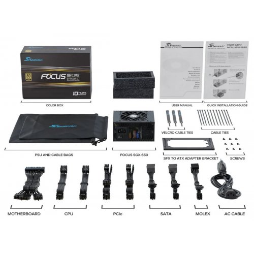 Блок питания Seasonic Focus SGX 650W (FOCUS-SGX-650) купить в Украине: Киев, Днепр, Харьков, Одесса  | Проверка совместимости, низкая цена, отзывы, характеристики от TELEMART фото