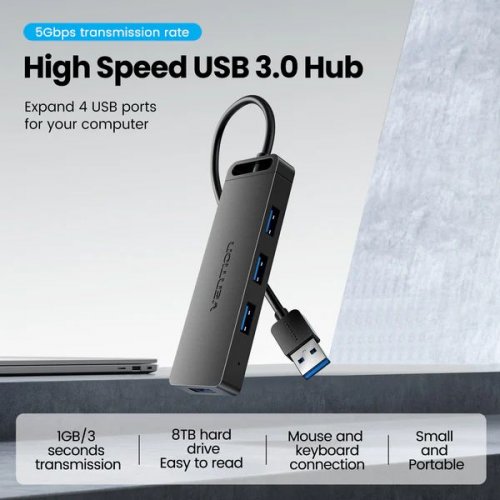 USB-хаб Vention USB 4 in 1 (CHLBB-SCB2) Black купити в Україні: Київ, Львів, Хмельницький, Тернопіль, Івано-Франківськ | Низька ціна, відгуки, характеристики від TELEMART фото