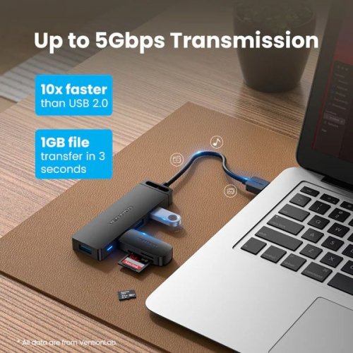 USB-хаб Vention USB 4 in 1 (CHLBB-SCB2) Black купити в Україні: Київ, Львів, Хмельницький, Тернопіль, Івано-Франківськ | Низька ціна, відгуки, характеристики від TELEMART фото