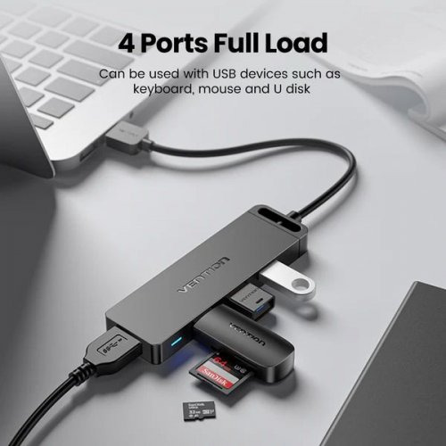 USB-хаб Vention USB 4 in 1 (CHLBB-SCB2) Black купити в Україні: Київ, Львів, Хмельницький, Тернопіль, Івано-Франківськ | Низька ціна, відгуки, характеристики від TELEMART фото