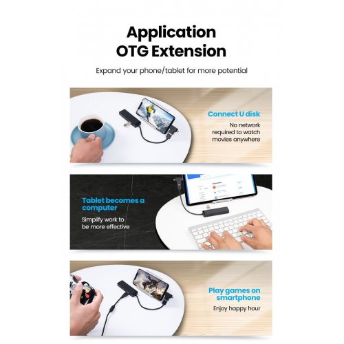 USB-хаб Vention USB 4 in 1 (CHLBB-SCB2) Black купити в Україні: Київ, Львів, Хмельницький, Тернопіль, Івано-Франківськ | Низька ціна, відгуки, характеристики від TELEMART фото
