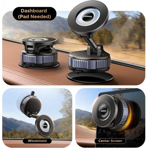 Ugreen LP970 Suction Cup Magnetic Phone Mount (75666) Black купити в Україні: Київ, Львів, Хмельницький, Тернопіль, Івано-Франківськ | Низька ціна, відгуки, характеристики від TELEMART фото