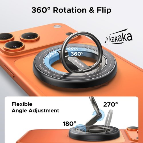 Ugreen LP945 Magnetic Phone Ring Holder (65819) Black купити в Україні: Київ, Львів, Хмельницький, Тернопіль, Івано-Франківськ | Низька ціна, відгуки, характеристики від TELEMART фото