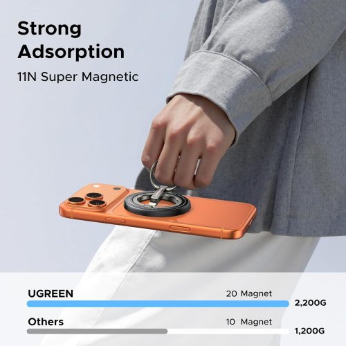 Ugreen LP945 Magnetic Phone Ring Holder (65819) Black купити в Україні: Київ, Львів, Хмельницький, Тернопіль, Івано-Франківськ | Низька ціна, відгуки, характеристики від TELEMART фото