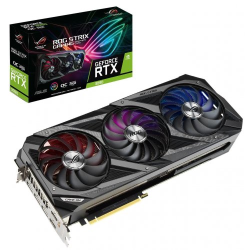 Видеокарта Asus ROG GeForce RTX 3090 STRIX OC 24576MB (ROG-STRIX-RTX3090-O24G-GAMING) (Восстановлено продавцом, 858075) купить в Украине: Киев, Днепр, Харьков, Одесса  | Проверка совместимости, низкая цена, отзывы, характеристики от TELEMART фото