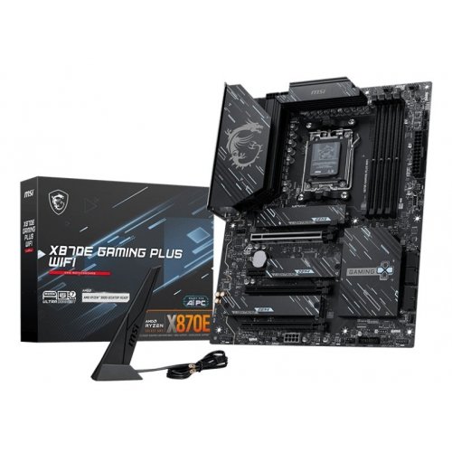 Уценка материнская плата MSI X870E GAMING PLUS WIFI (sAM5, AMD X870E) (Вскрытая упаковка, 858225) купить в Украине: Киев, Днепр, Харьков, Одесса  | Проверка совместимости, низкая цена, отзывы, характеристики от TELEMART фото