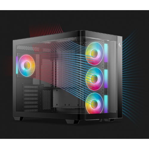 Корпус Deepcool CG530U 4F Tempered Glass без БП (R-CG530U-BKAGA4-G) Black купить в Украине: Киев, Днепр, Харьков, Одесса  | Проверка совместимости, низкая цена, отзывы, характеристики от TELEMART фото