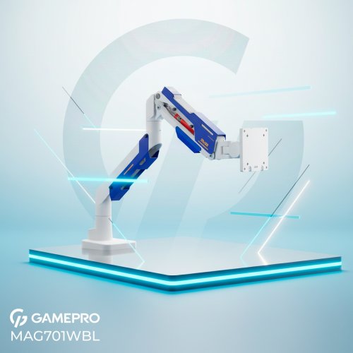 Настільне кріплення для монітора GamePro 24-57" MAG701 White/Blue купити в Україні: Київ, Львів, Хмельницький, Тернопіль, Івано-Франківськ | Низька ціна, відгуки, характеристики від TELEMART фото