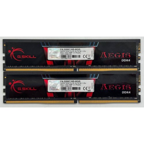 Озу G.Skill DDR4 16GB (2x8GB) 3200Mhz Aegis (F4-3200C16D-16GIS) (Восстановлено продавцом, 858863) купить в Украине: Киев, Днепр, Харьков, Одесса  | Проверка совместимости, низкая цена, отзывы, характеристики от TELEMART фото