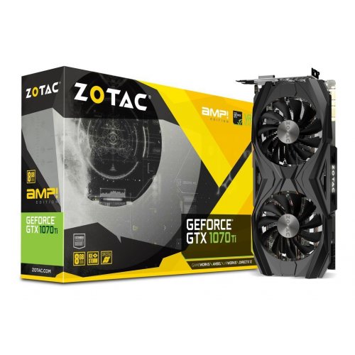 Відеокарта Zotac GeForce GTX 1070 Ti AMP Edition 8192MB (ZT-P10710C-10P) (Відновлено продавцем, 858939) купити в Україні: Київ, Львів, Хмельницький, Тернопіль, Івано-Франківськ | Перевірка сумісності, низька ціна, відгуки, характеристики від TELEMART фото