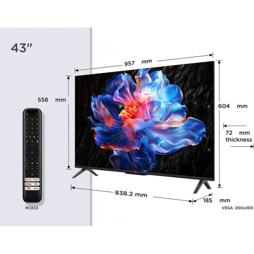 Телевизор TCL 43" 43P6K Black купить в Украине: Киев, Днепр, Харьков, Одесса  | Низкая цена, отзывы, характеристики от TELEMART фото