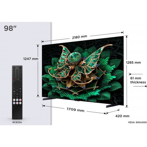 Телевізор TCL 98" 98C7K Black купити в Україні: Київ, Львів, Хмельницький, Тернопіль, Івано-Франківськ | Низька ціна, відгуки, характеристики від TELEMART фото