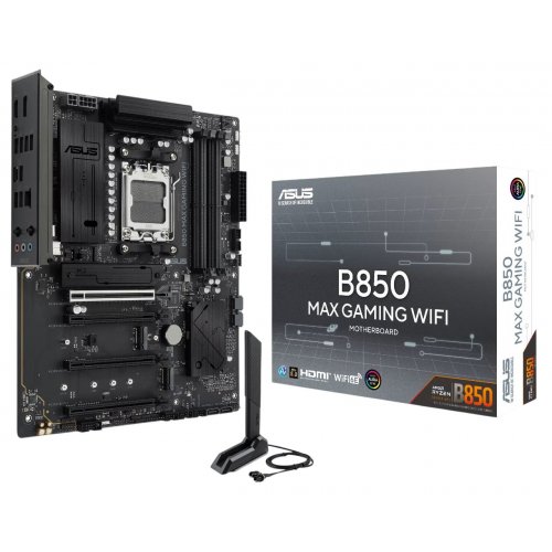 Материнська плата Asus B850 MAX GAMING WIFI (sAM5, AMD B850) купити в Україні: Київ, Львів, Хмельницький, Тернопіль, Івано-Франківськ | Перевірка сумісності, низька ціна, відгуки, характеристики від TELEMART фото