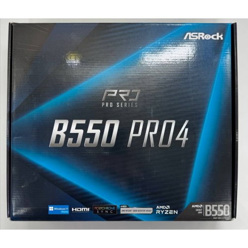Материнська плата AsRock B550M Pro4 (sAM4, AMD B550) (Відновлено продавцем, 859446) купити в Україні: Київ, Львів, Хмельницький, Тернопіль, Івано-Франківськ | Перевірка сумісності, низька ціна, відгуки, характеристики від TELEMART фото