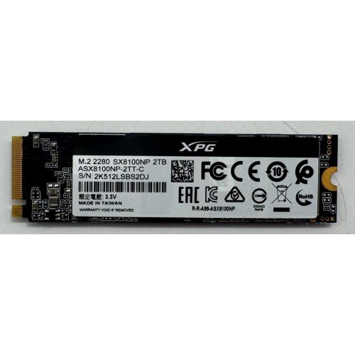 Ssd-диск ADATA XPG SX8100 3D NAND 2TB M.2 (2280 PCI-E) NVMe x4 (ASX8100NP-2TT-C) (Відновлено продавцем, 859458) купити в Україні: Київ, Львів, Хмельницький, Тернопіль, Івано-Франківськ | Перевірка сумісності, низька ціна, відгуки, характеристики від TELEMART фото