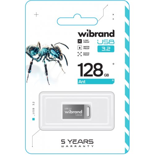 Накопитель Wibrand Ant 128GB USB 3.2 Gen1 (WI3.2/AN128M4S) Silver купить в Украине: Киев, Днепр, Харьков, Одесса  | Низкая цена, отзывы, характеристики от TELEMART фото