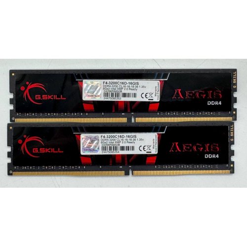 Озу G.Skill DDR4 16GB (2x8GB) 3200Mhz Aegis (F4-3200C16D-16GIS) (Восстановлено продавцом, 859670) купить в Украине: Киев, Днепр, Харьков, Одесса  | Проверка совместимости, низкая цена, отзывы, характеристики от TELEMART фото
