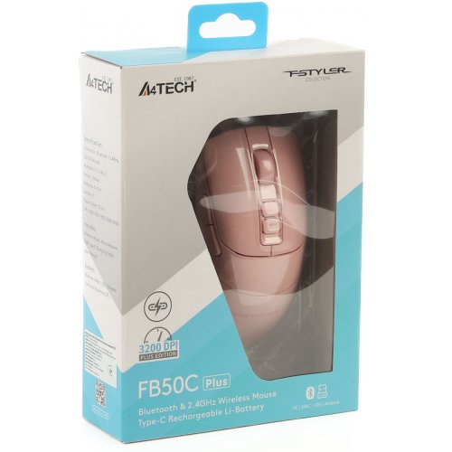 Миша A4Tech FB50C Plus Pink купити в Україні: Київ, Львів, Хмельницький, Тернопіль, Івано-Франківськ | Низька ціна, відгуки, характеристики від TELEMART фото