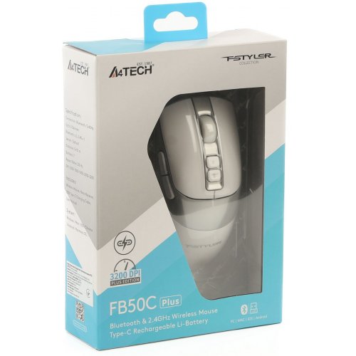 Миша A4Tech FB50C Plus White купити в Україні: Київ, Львів, Хмельницький, Тернопіль, Івано-Франківськ | Низька ціна, відгуки, характеристики від TELEMART фото
