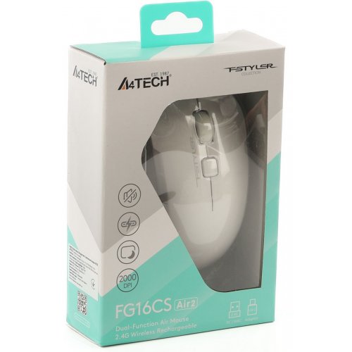 Миша A4Tech FG16CS Air2 White купити в Україні: Київ, Львів, Хмельницький, Тернопіль, Івано-Франківськ | Низька ціна, відгуки, характеристики від TELEMART фото
