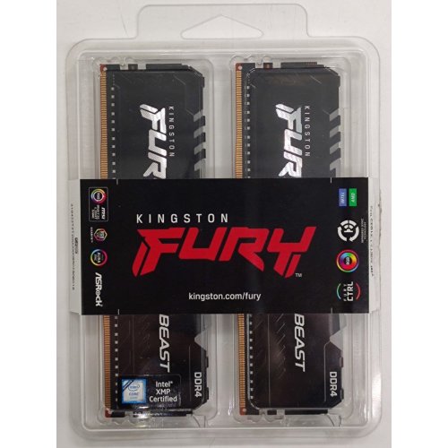 Озп Kingston DDR4 16GB (2x8GB) 3200Mhz FURY Beast RGB Black (KF432C16BBAK2/16) (Відновлено продавцем, 860019) купити в Україні: Київ, Львів, Хмельницький, Тернопіль, Івано-Франківськ | Перевірка сумісності, низька ціна, відгуки, характеристики від TELEMART фото