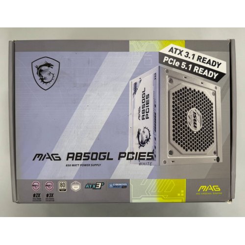 Блок питания MSI MAG 850W PCIE5 (A850GL WHITE) White (Восстановлено продавцом, 860083) купить в Украине: Киев, Днепр, Харьков, Одесса  | Проверка совместимости, низкая цена, отзывы, характеристики от TELEMART фото