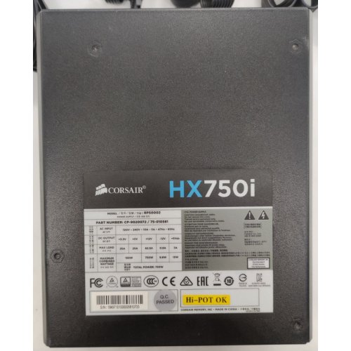 Блок живлення Corsair HX750i 750W (CP-9020072-EU) (Відновлено продавцем, 860131) купити в Україні: Київ, Львів, Хмельницький, Тернопіль, Івано-Франківськ | Перевірка сумісності, низька ціна, відгуки, характеристики від TELEMART фото