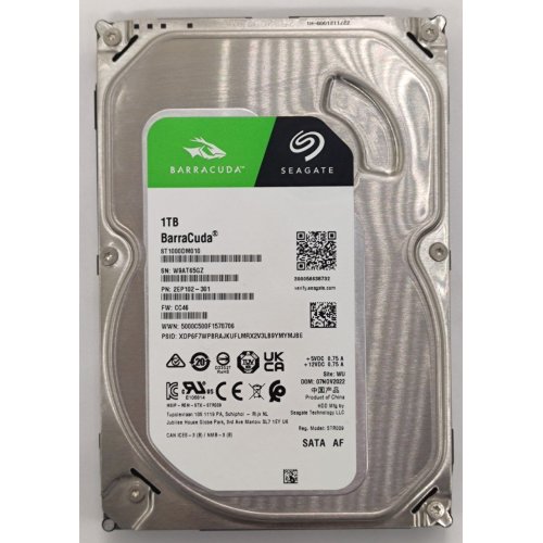 Жорсткий диск Seagate BarraCuda 1TB 64MB 7200RPM 3.5'' (ST1000DM010) (Відновлено продавцем, 860508) купити в Україні: Київ, Львів, Хмельницький, Тернопіль, Івано-Франківськ | Перевірка сумісності, низька ціна, відгуки, характеристики від TELEMART фото