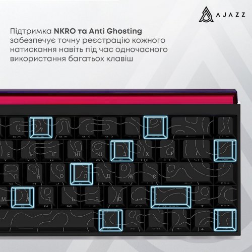 Уцінка клавіатура Ajazz NK68 Red Switch (NK68-R-S-B) Black (Розкрита упаковка, 860518) купити в Україні: Київ, Львів, Хмельницький, Тернопіль, Івано-Франківськ | Низька ціна, відгуки, характеристики від TELEMART фото