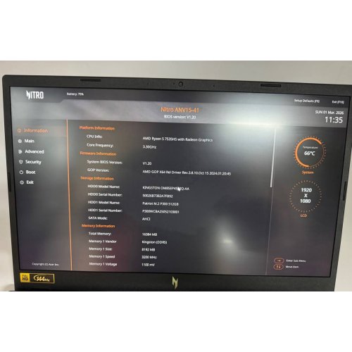 Ноутбук Acer Nitro V 15 ANV15-41 (NH.QSJEU.008) Obsidian Black (Восстановлено продавцом, 860694) купить в Украине: Киев, Днепр, Харьков, Одесса  | Низкая цена, отзывы, характеристики от TELEMART фото