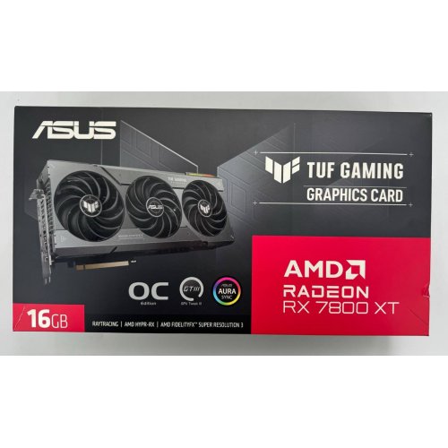 Відеокарта Asus Radeon RX 7800 XT TUF Gaming OC 16384MB (TUF-RX7800XT-O16G-GAMING) (Відновлено продавцем, 860911) купити в Україні: Київ, Львів, Хмельницький, Тернопіль, Івано-Франківськ | Перевірка сумісності, низька ціна, відгуки, характеристики від TELEMART фото
