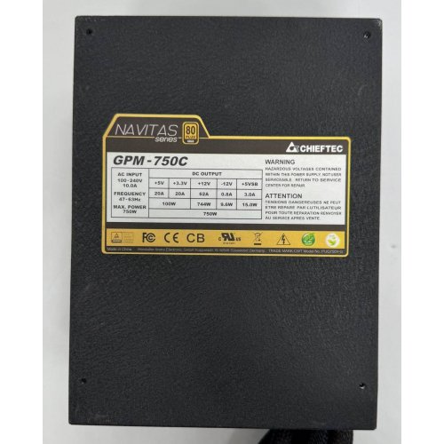 Блок живлення CHIEFTEC Navitas 750W (GPM-750C) (Відновлено продавцем, 860941) купити в Україні: Київ, Львів, Хмельницький, Тернопіль, Івано-Франківськ | Перевірка сумісності, низька ціна, відгуки, характеристики від TELEMART фото
