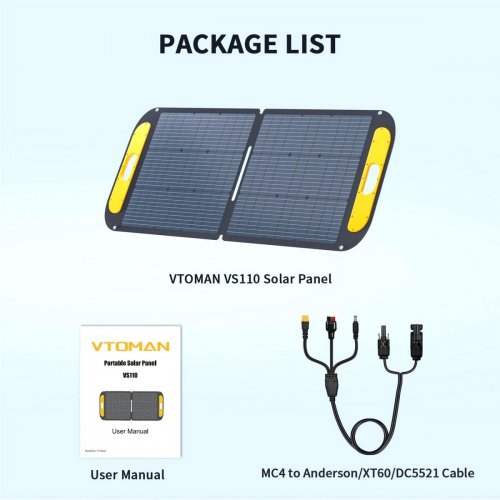 Солнечная панель Vtoman VS110 Solar Panel 110W купить в Украине: Киев, Днепр, Харьков, Одесса  | Низкая цена, отзывы, характеристики от TELEMART фото