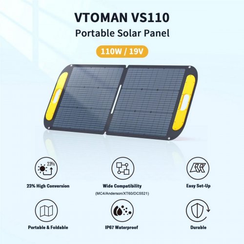 Солнечная панель Vtoman VS110 Solar Panel 110W купить в Украине: Киев, Днепр, Харьков, Одесса  | Низкая цена, отзывы, характеристики от TELEMART фото