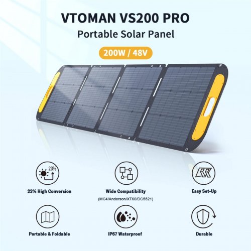 Солнечная панель Vtoman VS200 Pro Solar Panel 200W купить в Украине: Киев, Днепр, Харьков, Одесса  | Низкая цена, отзывы, характеристики от TELEMART фото