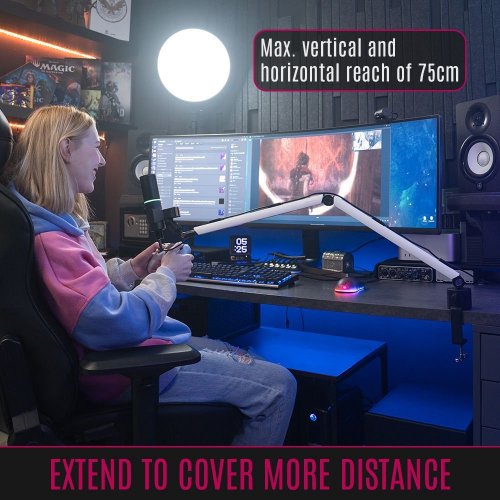 Стійка-пантограф Streamplify MOUNT ARM (SPOM-MA1MCL1.21) White купити в Україні: Київ, Львів, Хмельницький, Тернопіль, Івано-Франківськ | Низька ціна, відгуки, характеристики від TELEMART фото