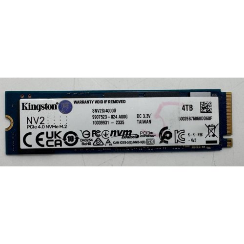 Ssd-диск Kingston NV2 3D NAND 4TB M.2 (2280 PCI-E) NVMe x4 (SNV2S/4000G) (Відновлено продавцем, 861029) купити в Україні: Київ, Львів, Хмельницький, Тернопіль, Івано-Франківськ | Перевірка сумісності, низька ціна, відгуки, характеристики від TELEMART фото