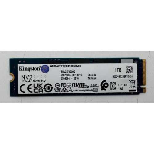 Ssd-диск Kingston NV2 3D NAND 1TB M.2 (2280 PCI-E) NVMe x4 (SNV2S/1000G) (Відновлено продавцем, 861030) купити в Україні: Київ, Львів, Хмельницький, Тернопіль, Івано-Франківськ | Перевірка сумісності, низька ціна, відгуки, характеристики від TELEMART фото