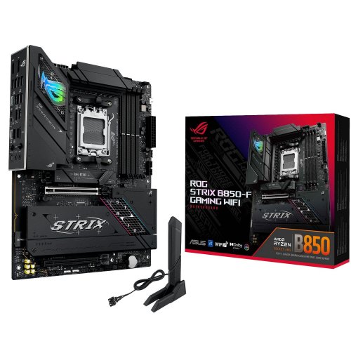 Уцінка материнська плата Asus ROG STRIX B850-F GAMING WIFI (sAM5, AMD B850) (Сліди використання, 861212) купити в Україні: Київ, Львів, Хмельницький, Тернопіль, Івано-Франківськ | Перевірка сумісності, низька ціна, відгуки, характеристики від TELEMART фото