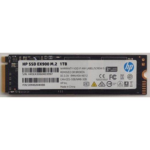 Ssd-диск HP EX900 3D V-NAND 1TB (2280 PCI-E) NVMe x4 (5XM46AA#ABB) (Восстановлено продавцом, 861225) купить в Украине: Киев, Днепр, Харьков, Одесса  | Проверка совместимости, низкая цена, отзывы, характеристики от TELEMART фото