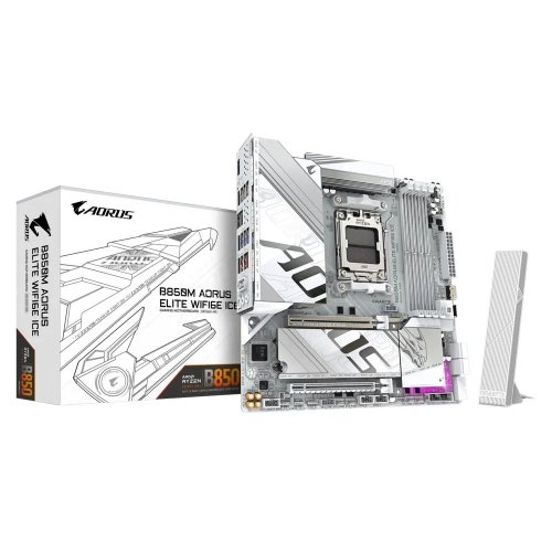 Уцінка материнська плата Gigabyte B850M AORUS ELITE WIFI6E ICE (sAM5, AMD B850) (Розкрита упаковка, 861305) купити в Україні: Київ, Львів, Хмельницький, Тернопіль, Івано-Франківськ | Перевірка сумісності, низька ціна, відгуки, характеристики від TELEMART фото