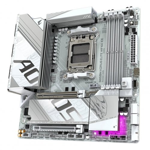 Уцінка материнська плата Gigabyte B850M AORUS ELITE WIFI6E ICE (sAM5, AMD B850) (Розкрита упаковка, 861305) купити в Україні: Київ, Львів, Хмельницький, Тернопіль, Івано-Франківськ | Перевірка сумісності, низька ціна, відгуки, характеристики від TELEMART фото
