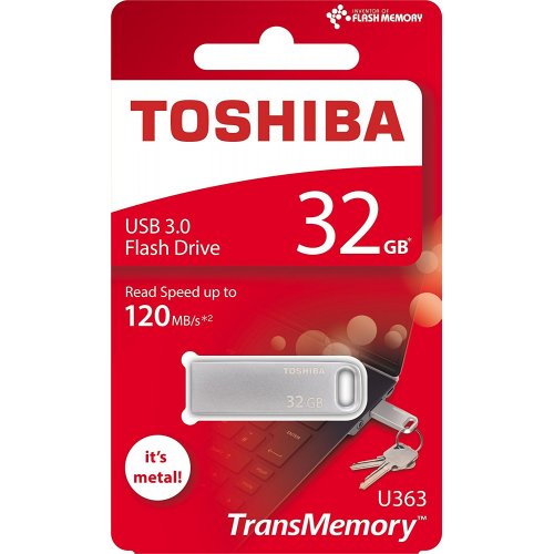 Накопичувач Toshiba U363 32GB USB 3.0 Silver (THN-U363S0320E4) купити в Україні | Telemart фото