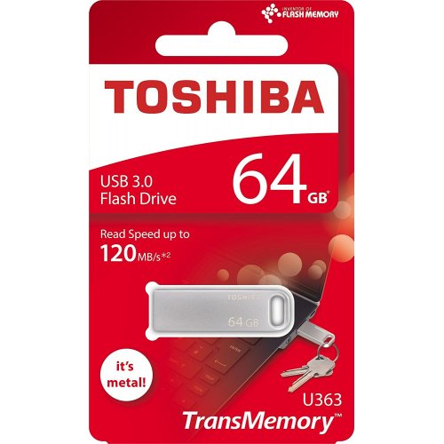 Накопичувач Toshiba U363 64GB USB 3.0 Silver (THN-U363S0640E4) купити в Україні | Telemart фото
